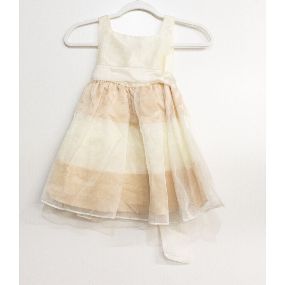 Kiki Kids Girls Ivory Beige Polyester Tutu Dress Sleeveless Square Neck Size 2